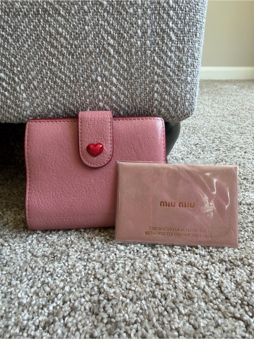 Miu Miu Madras Love Letter Forever Pink Heart Compact Wallet + Authenticity Card